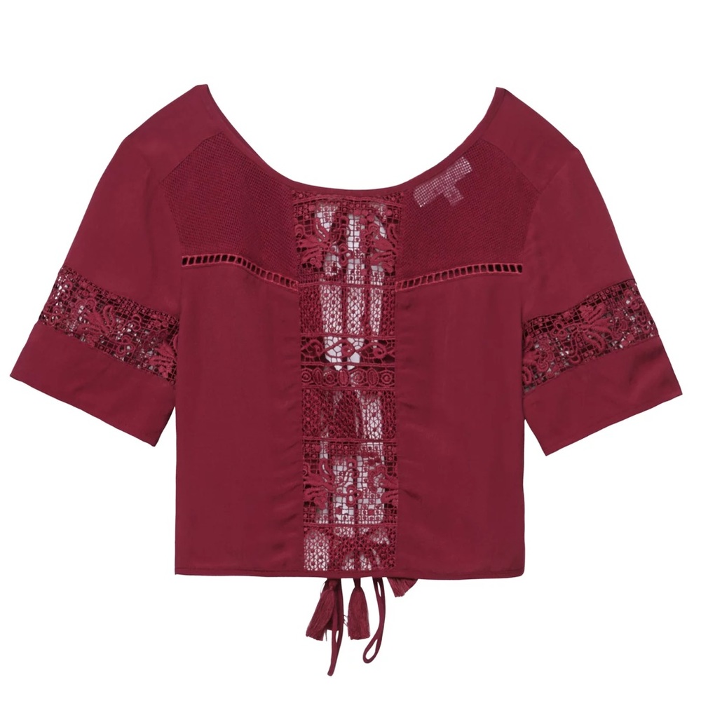 Kendall and Kylie burgundy open back tie top